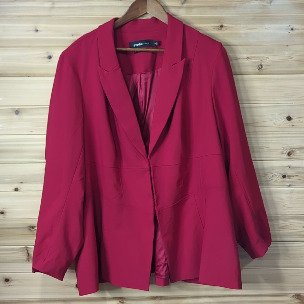 Torrid Jacket Womens 4X Red Studio Refined Crepe Corset Blazer